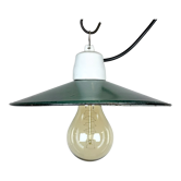 Industrial green enamel pendant light, 1970s