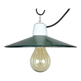 Industrial green enamel pendant light, 1970s