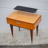 Vintage bedside table, wooden nightstand with shelf, side table, end table, 50's
