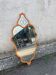 Miroir vénitien vintage en bois peint en orange