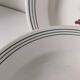 7 Salins Odile soup plates – raspberry flowers & blue border