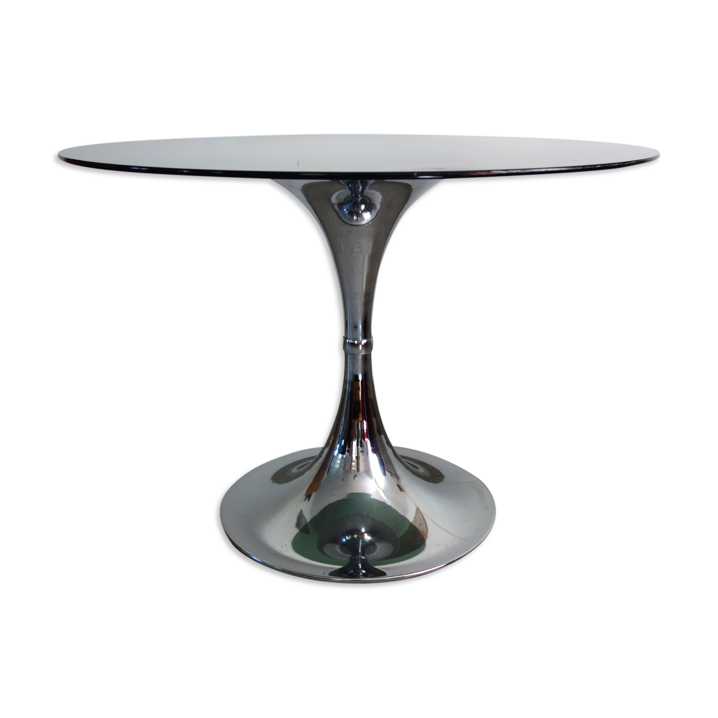 Table glass smoked foot vintage tulip 70