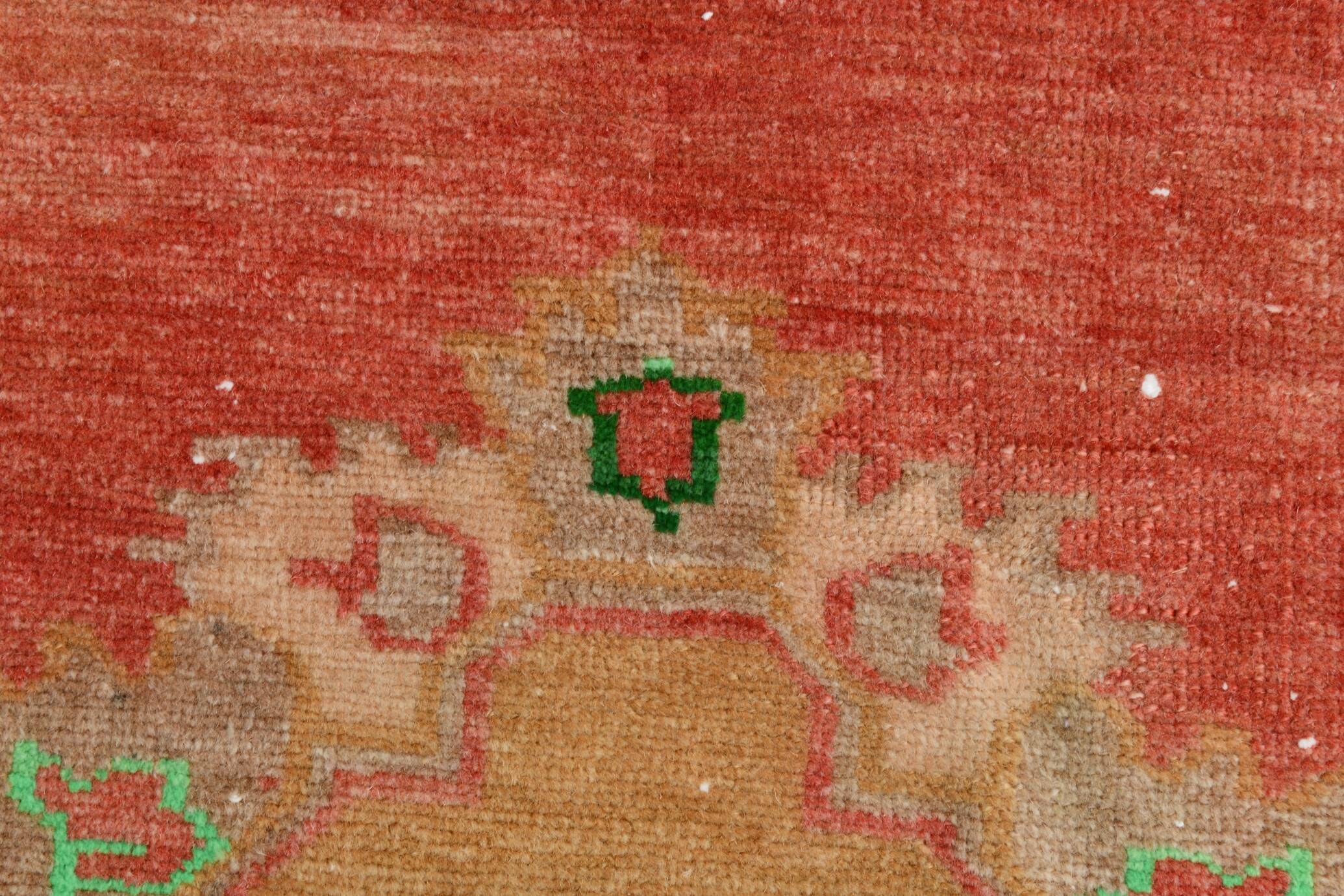 Red & Cream Classic Turkish Runner Rug, 75x296Cm