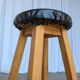 Vintage Wooden Bar Stool: Black Leather Seat, Mid-Century Bistro Style