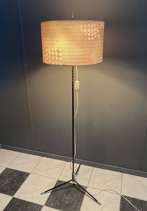 Lampadaire VEB années 60 pied tripode noir