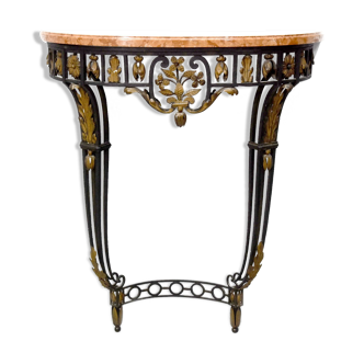 1930 Art Deco and Marble Wrought Iron Console