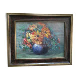 Painting on canvas bouquet of flowers in a vase.