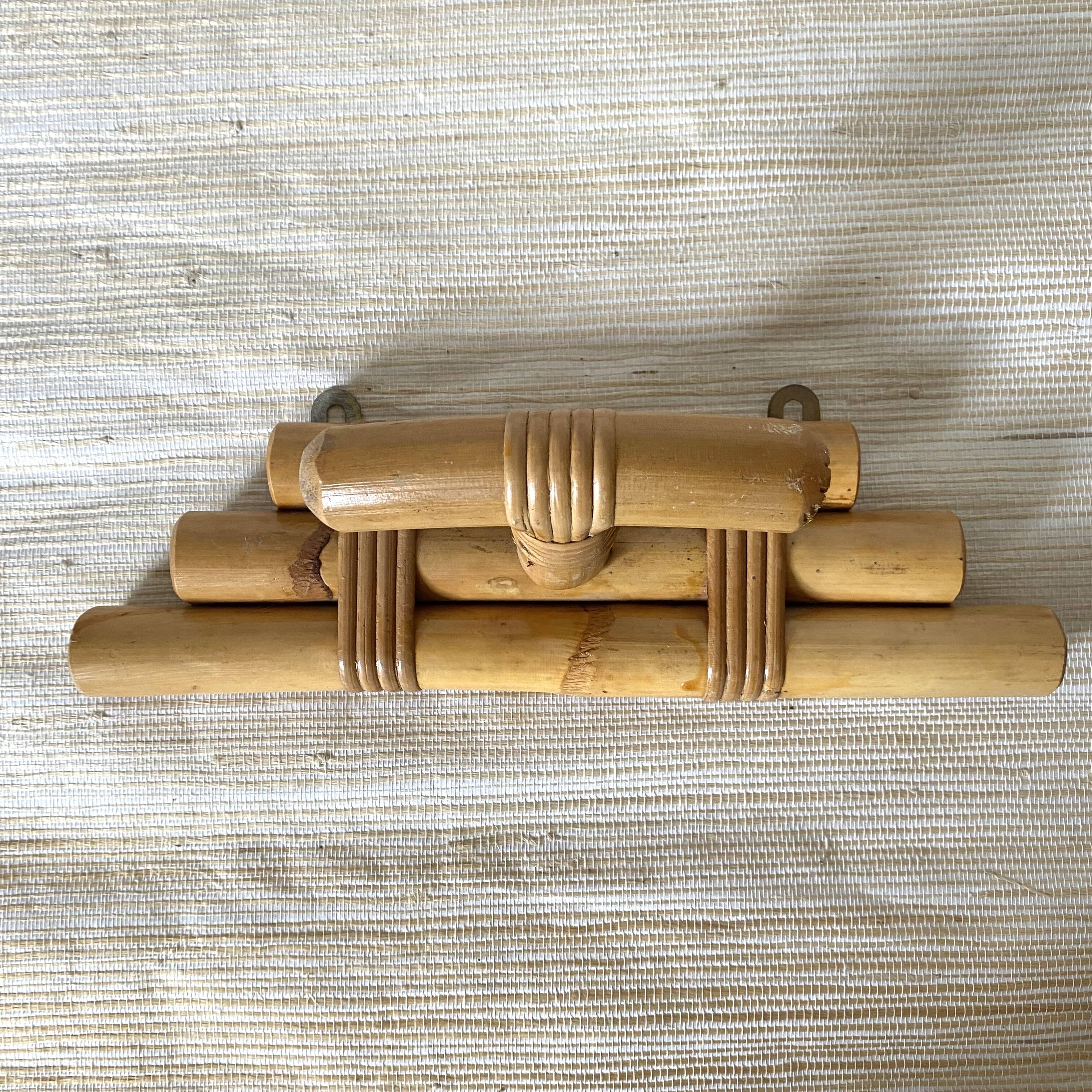 Vintage rattan coat rack a hook