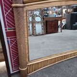 Vintage bamboo and cane wall mirror, beveled glass