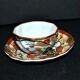 Polylobed Japanese porcelain cup - hand-painted geisha décor