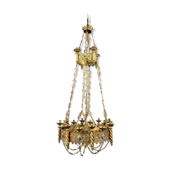 Gotique church chandelier in gilded bronze dating from the 19th century