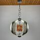 Amber mid-century chrome chandelier by Toni Zuccheri for Veart, Italy, 1970s.