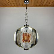 Amber mid-century chrome chandelier by Toni Zuccheri for Veart, Italy, 1970s.