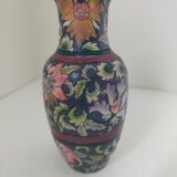 Asian vase with flowers signed and numbered