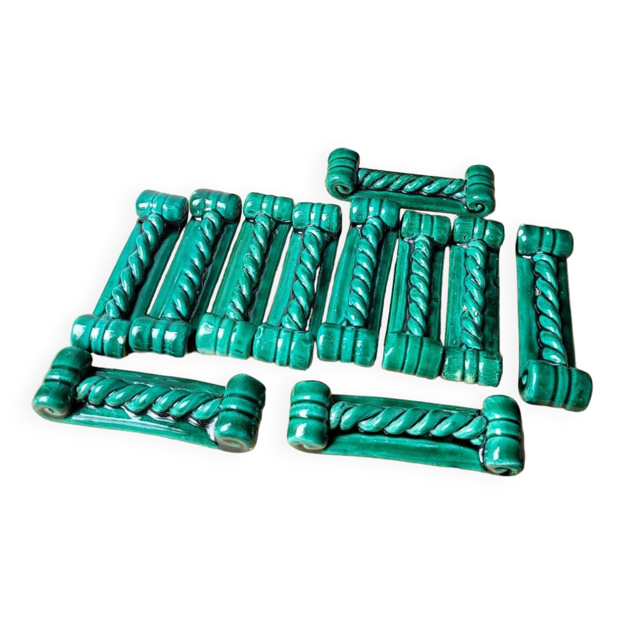 Set of 11 Vallauris glazed porcelain knife holders