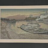 Lithograph by Henri Rivière The Pont des Saints-Pères and the Louvre