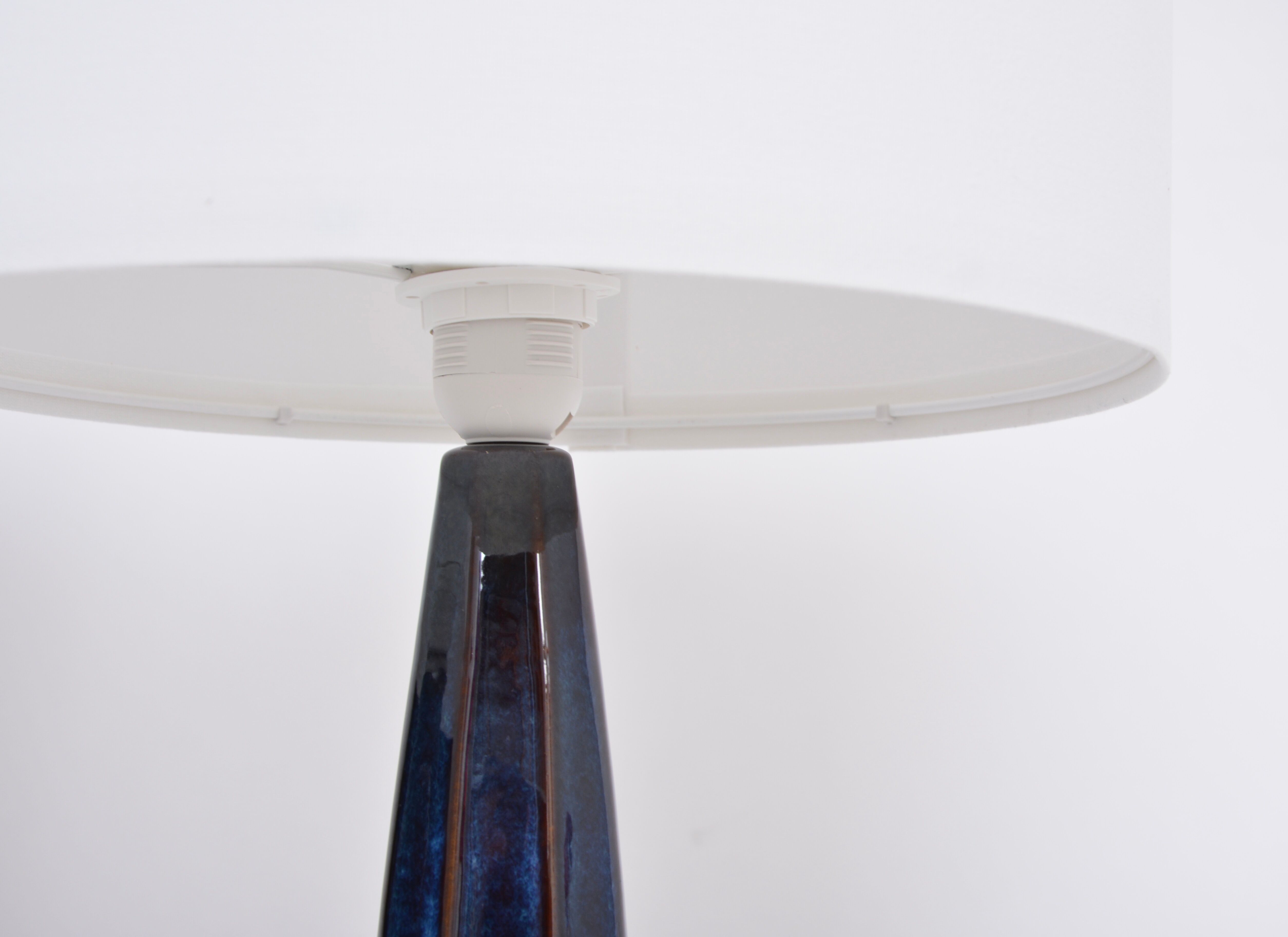 Pair of blue mid-century table lamps model 1055 by Einar Johansen for Soholm
