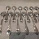 12 silver-plated metal soup spoons, Ercuis silversmith, Mousseline pattern, 22.1cm