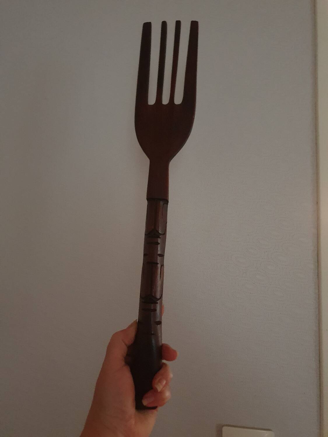 Large wooden serving cutlery folk art vintage African art