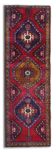 Vintage Geometric Burgundy Red Wool Runner Rug, 1950s Hand-Knotted Carpet
