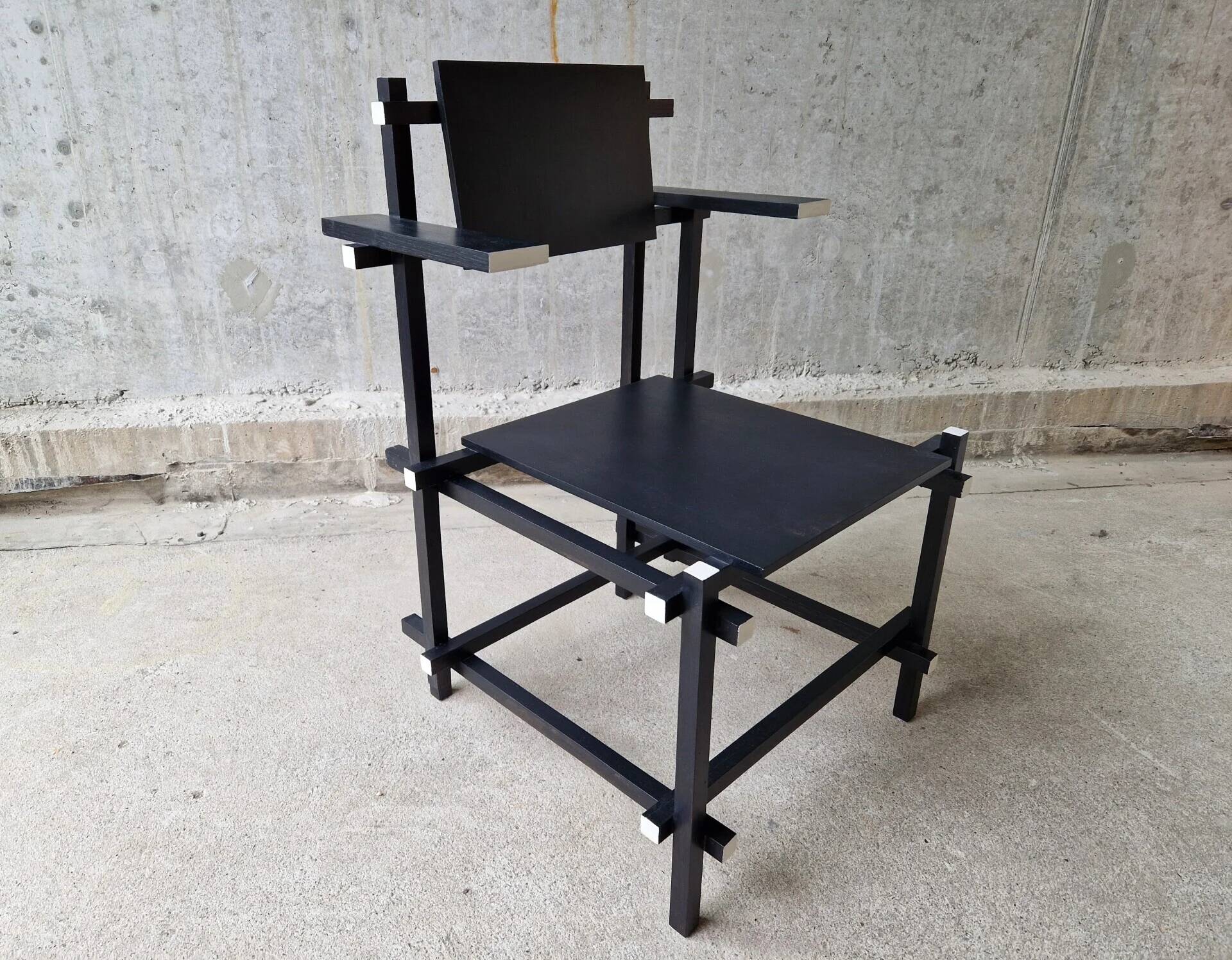 Vintage Gerrit Rietveld high chair replica, 1980s