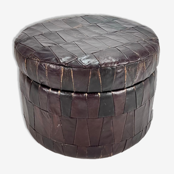 Pouf avec rangement patchwork en cuir, 1970
