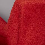 Pair of vintage 50s armchairs red fabric Italian design