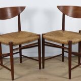 Set of 4 Scandinavian chairs by Peter Hvidt – teak & cord – 1960s