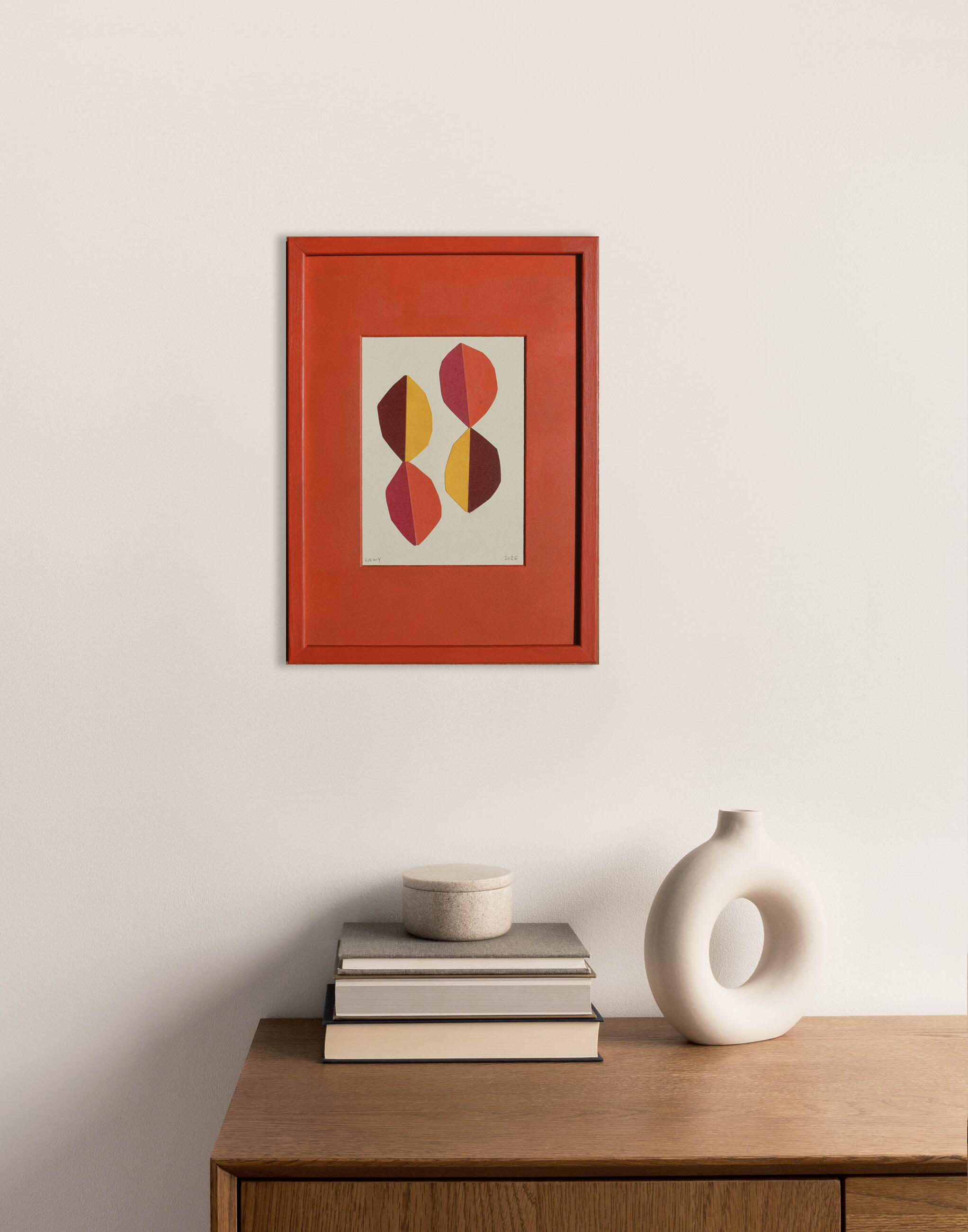 Framed abstract collage on paper signed eawy.