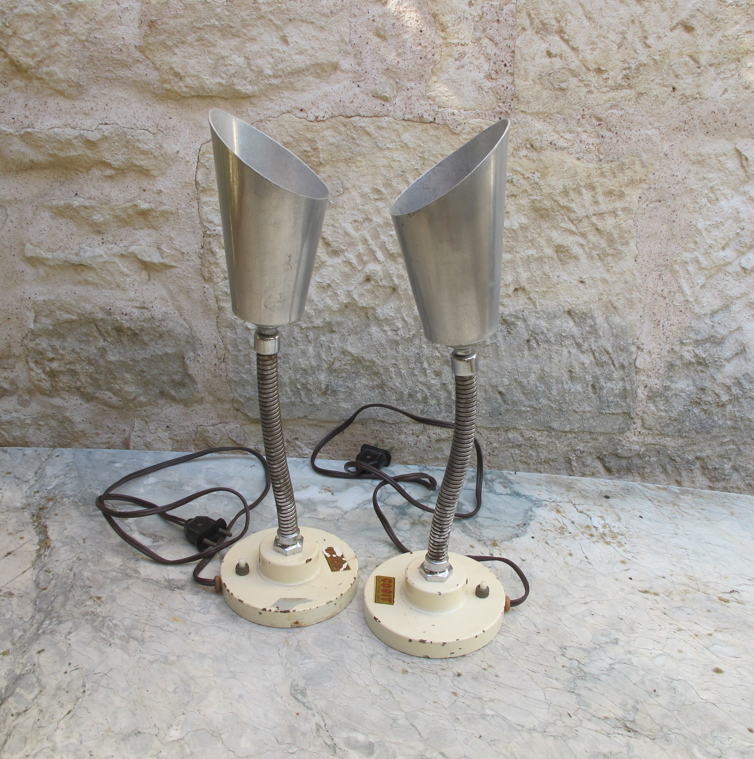 Cogit pair of vintage lamps, workshop, loft, lab, 1950s/60s