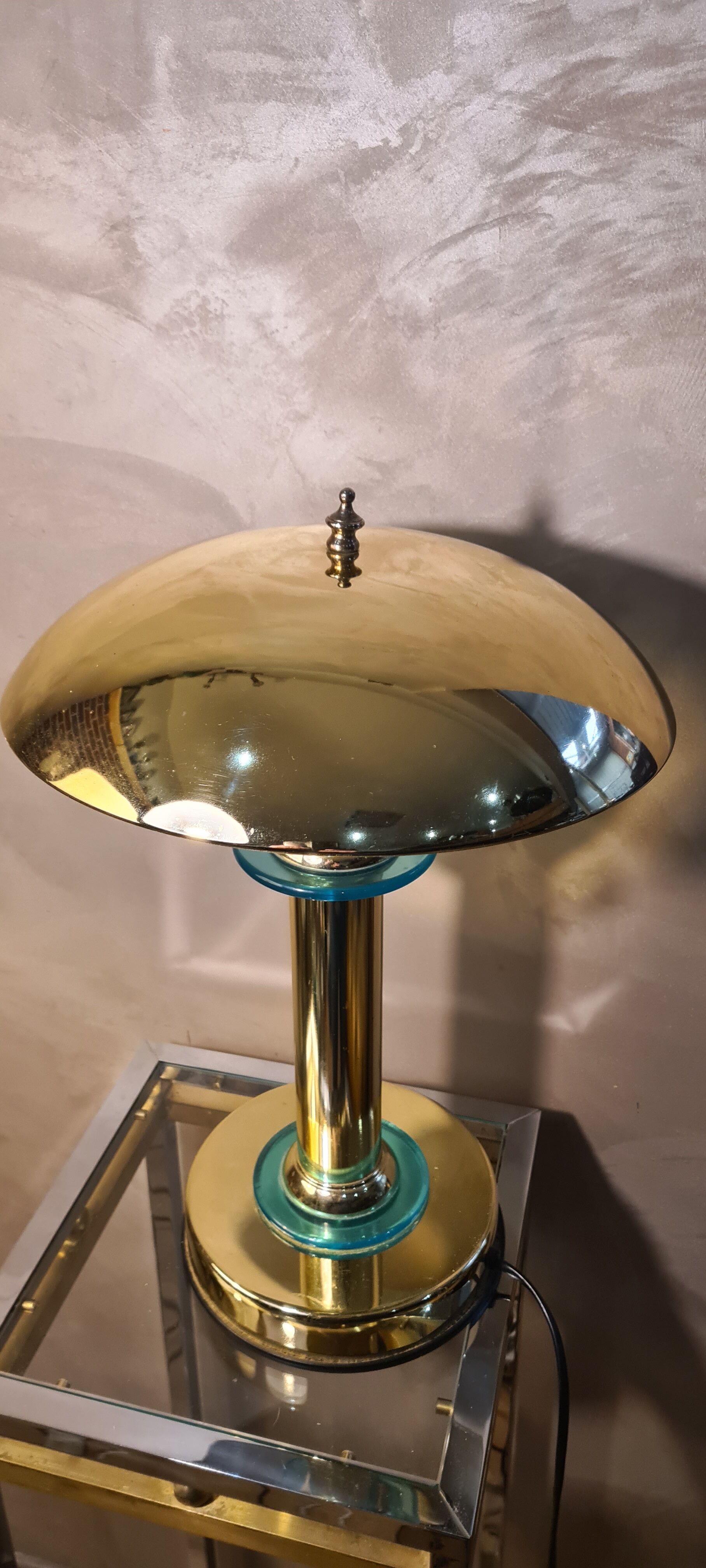 Lampe chrome et or 1980