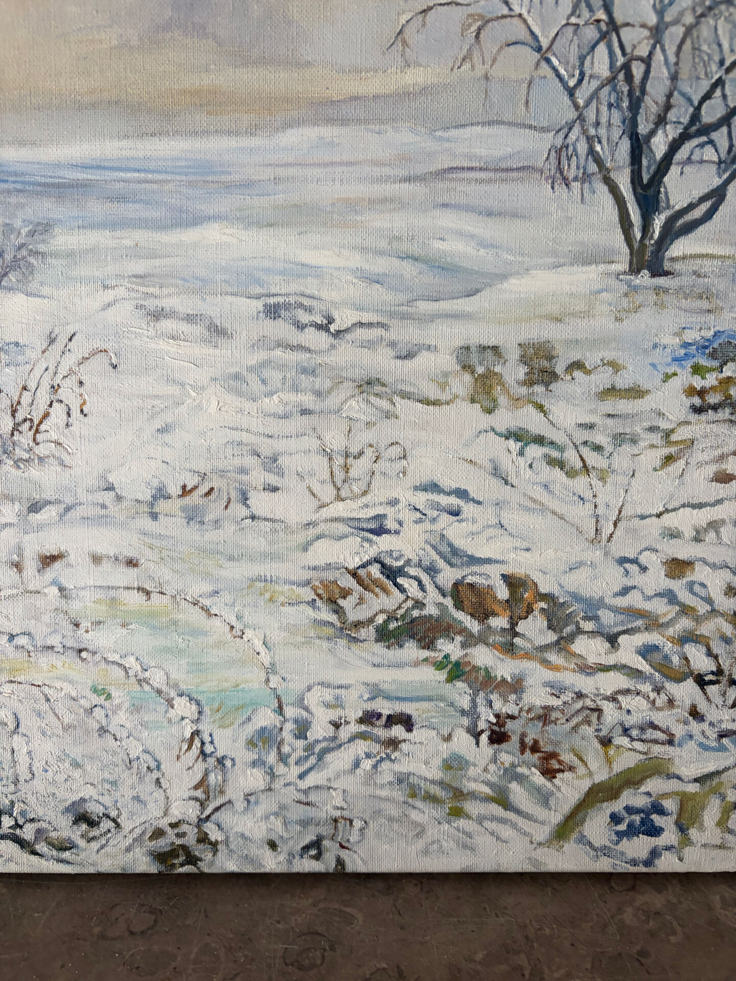 Winter landscape, oil on canvas signed Maurice Bouillot 1971