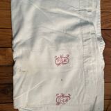 Antique sheet in embroidered hemp linen