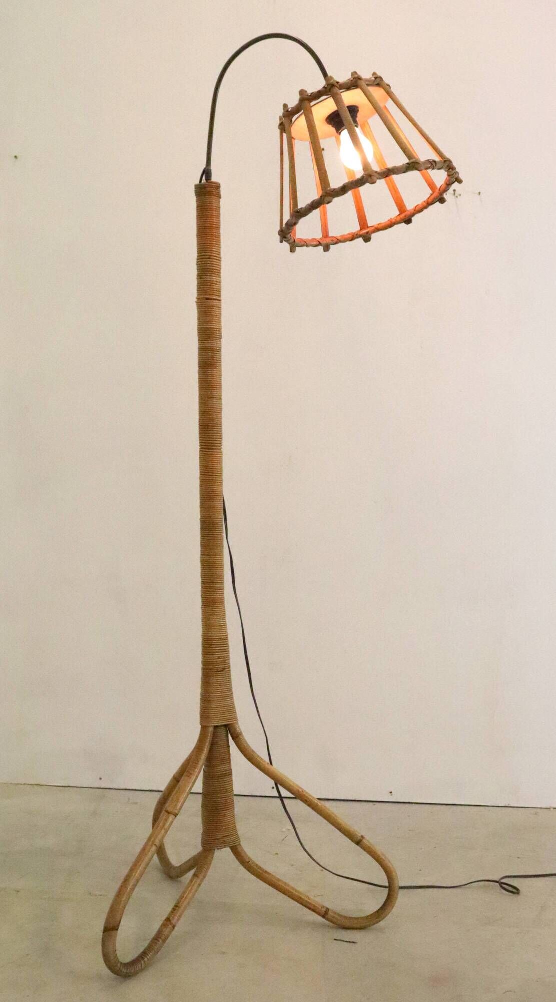 vintage Rotan vloerlamp
