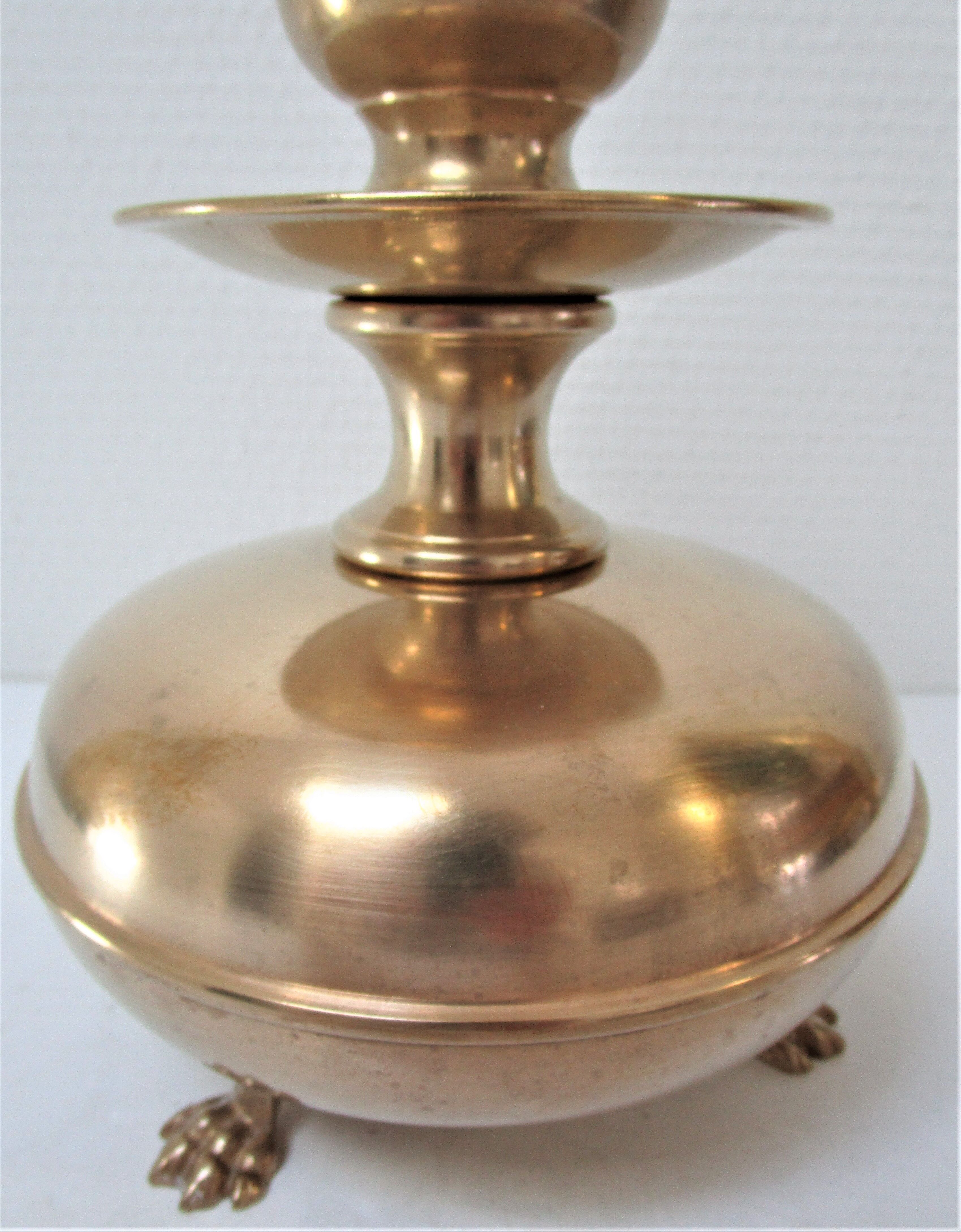 Early 20th century brass tripod tripod lamp foot