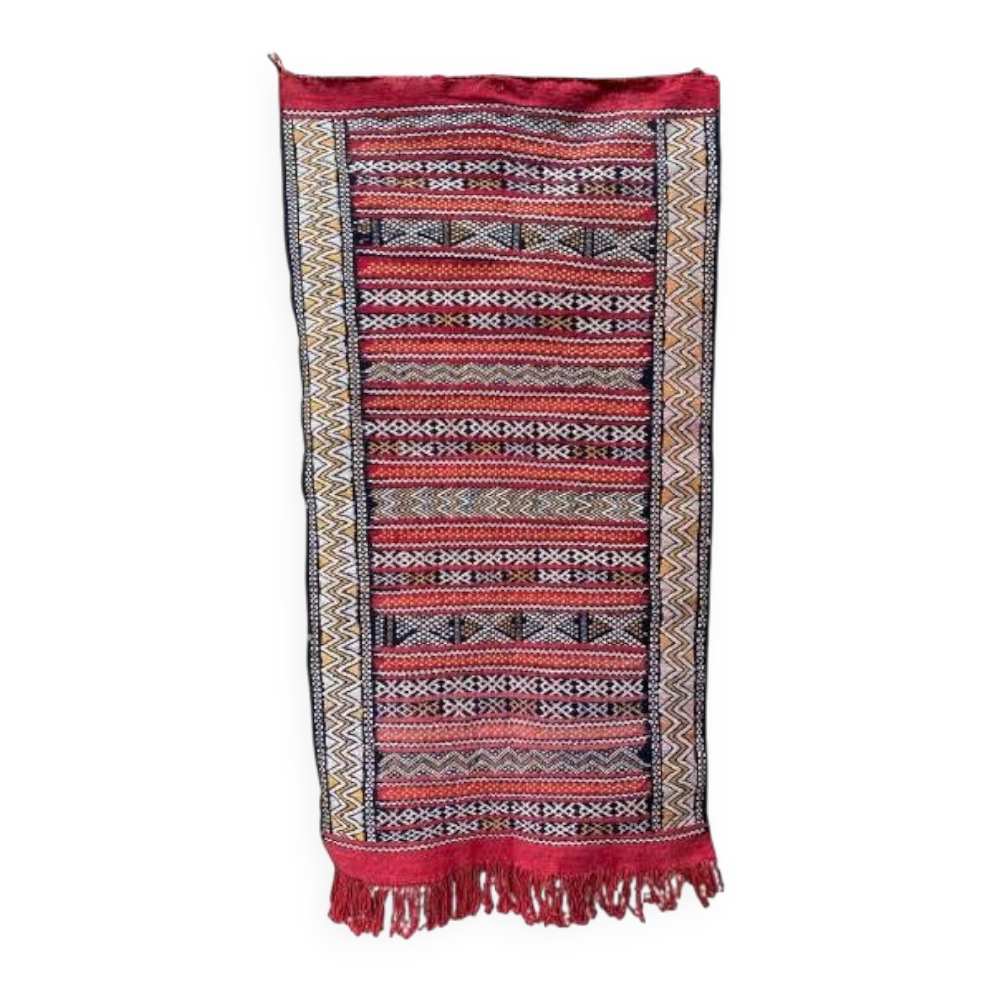 Handwoven Berber Kilim rug, wall hanging.
