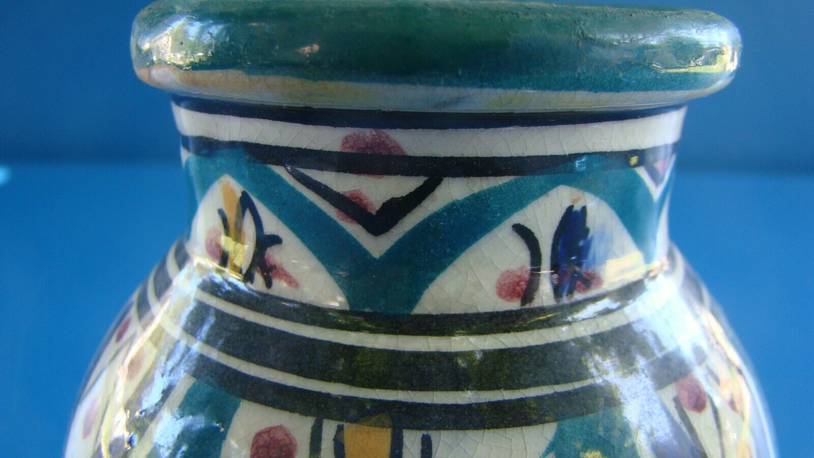 Iced and cracked ceramic vase