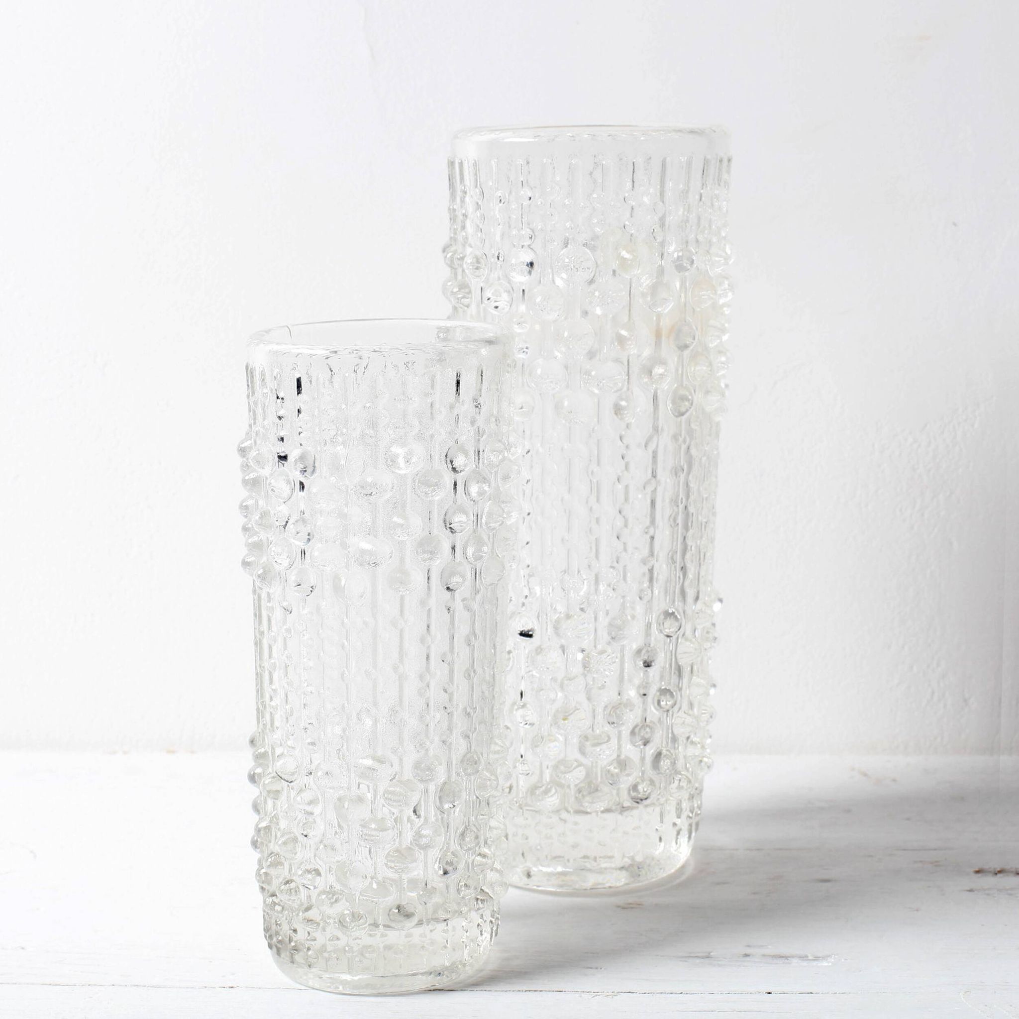 Set of 2 Glass Vases CandleWax by František Pečený / Czech Republic / 1972
