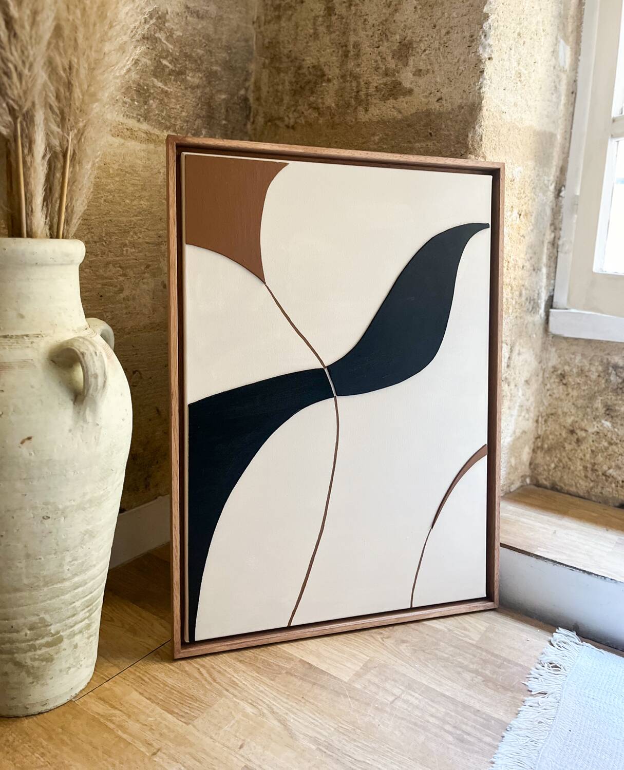 Black and brown relief painting