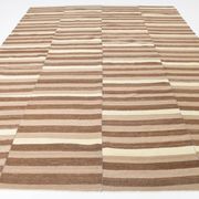 10x13 Dark Brown & Beige Vintage Kilim Rug, 311x394Cm