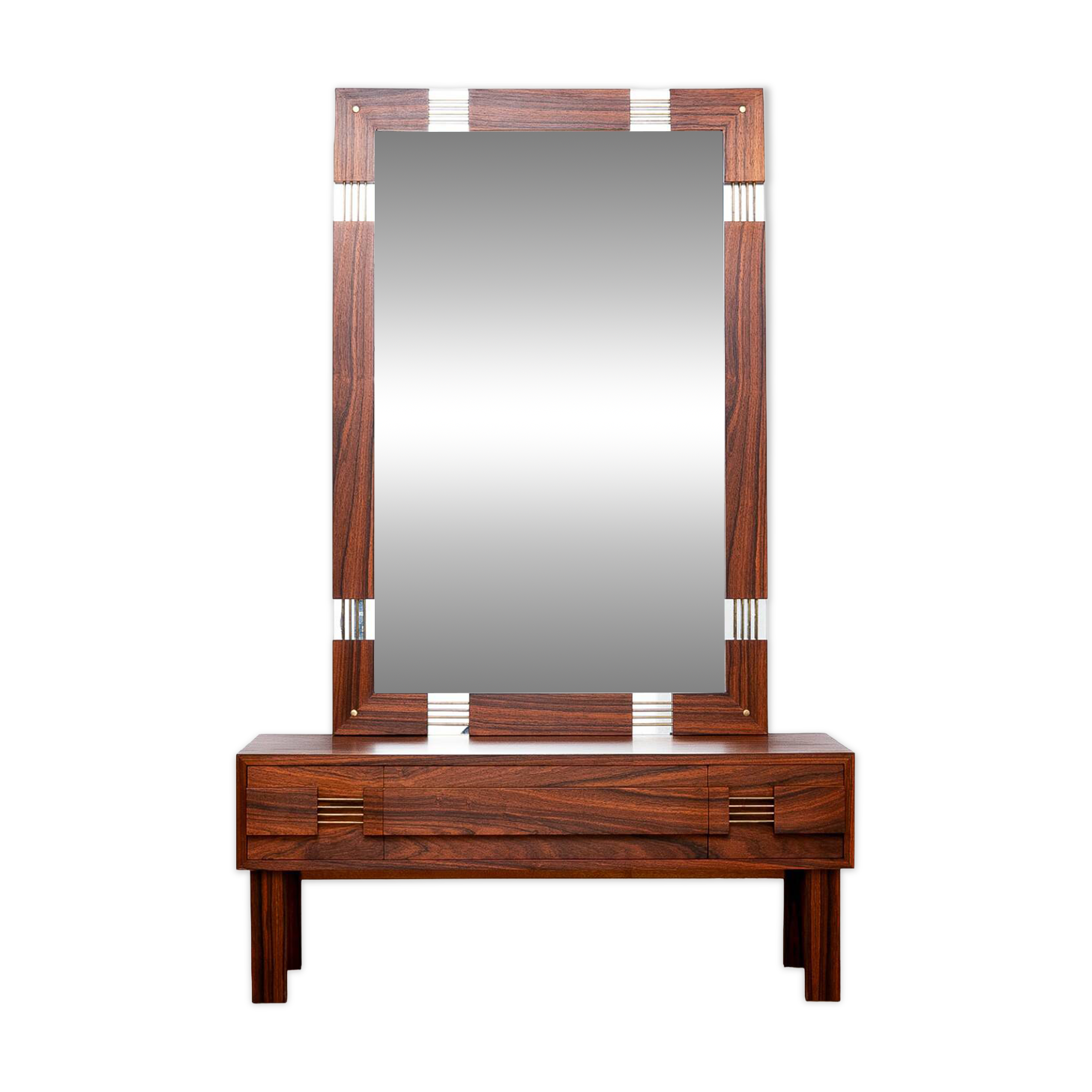 Miroir suédois du milieu du siècle avec console de coiffeuse – Ateljé Glas & Trä