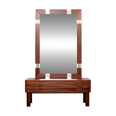 Miroir suédois du milieu du siècle avec console de coiffeuse – Ateljé Glas & Trä
