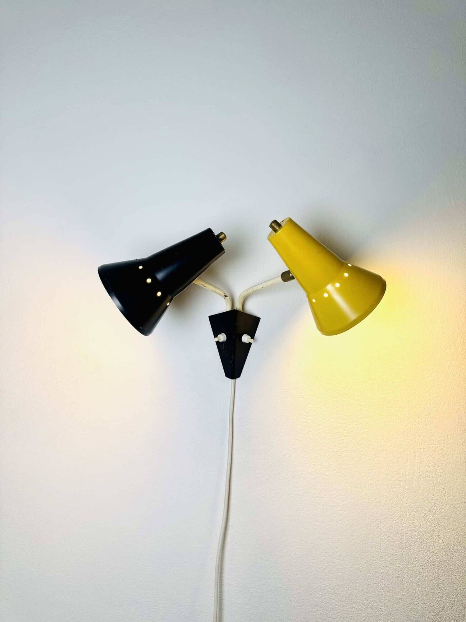 Double Cone Wall Lamp By J.J.M. Hoogervorst For Anvia Nederland, The Netherlands Early 1950S