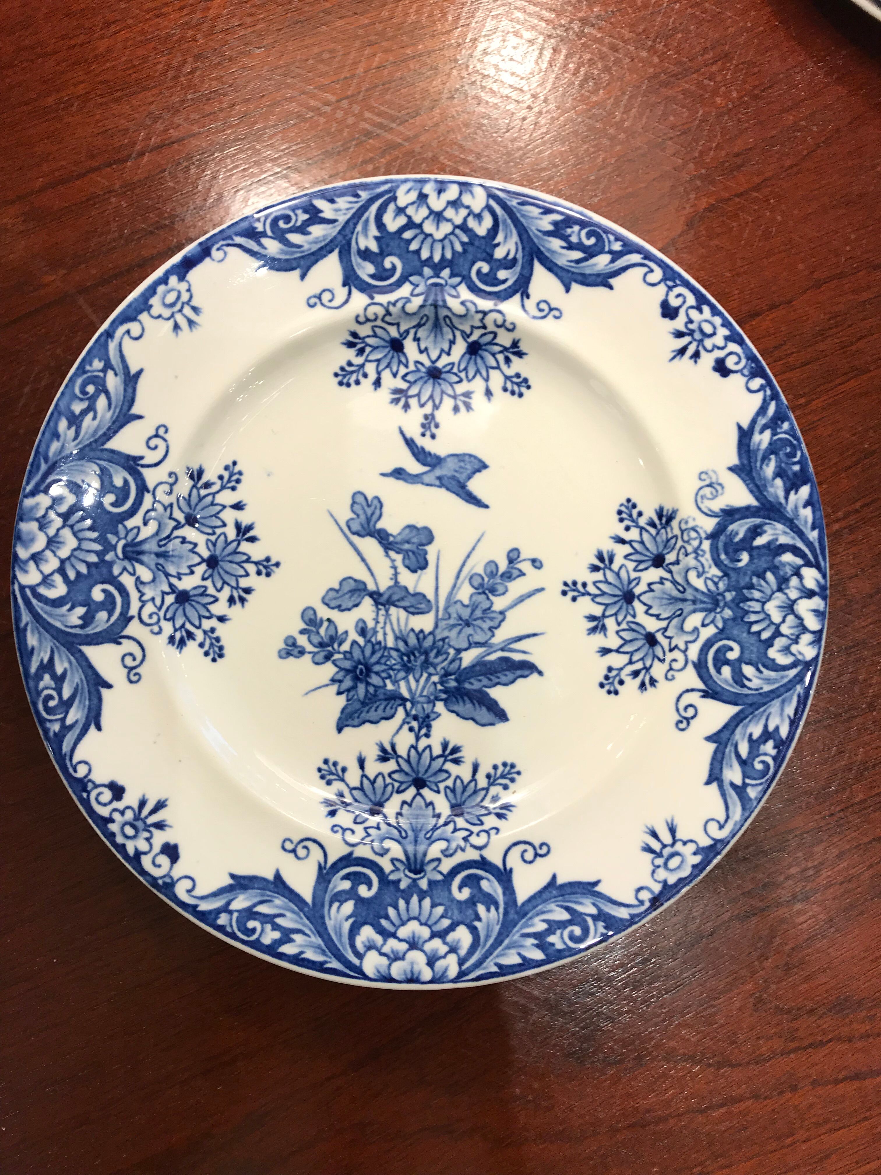 8 Longwy blue dessert plates