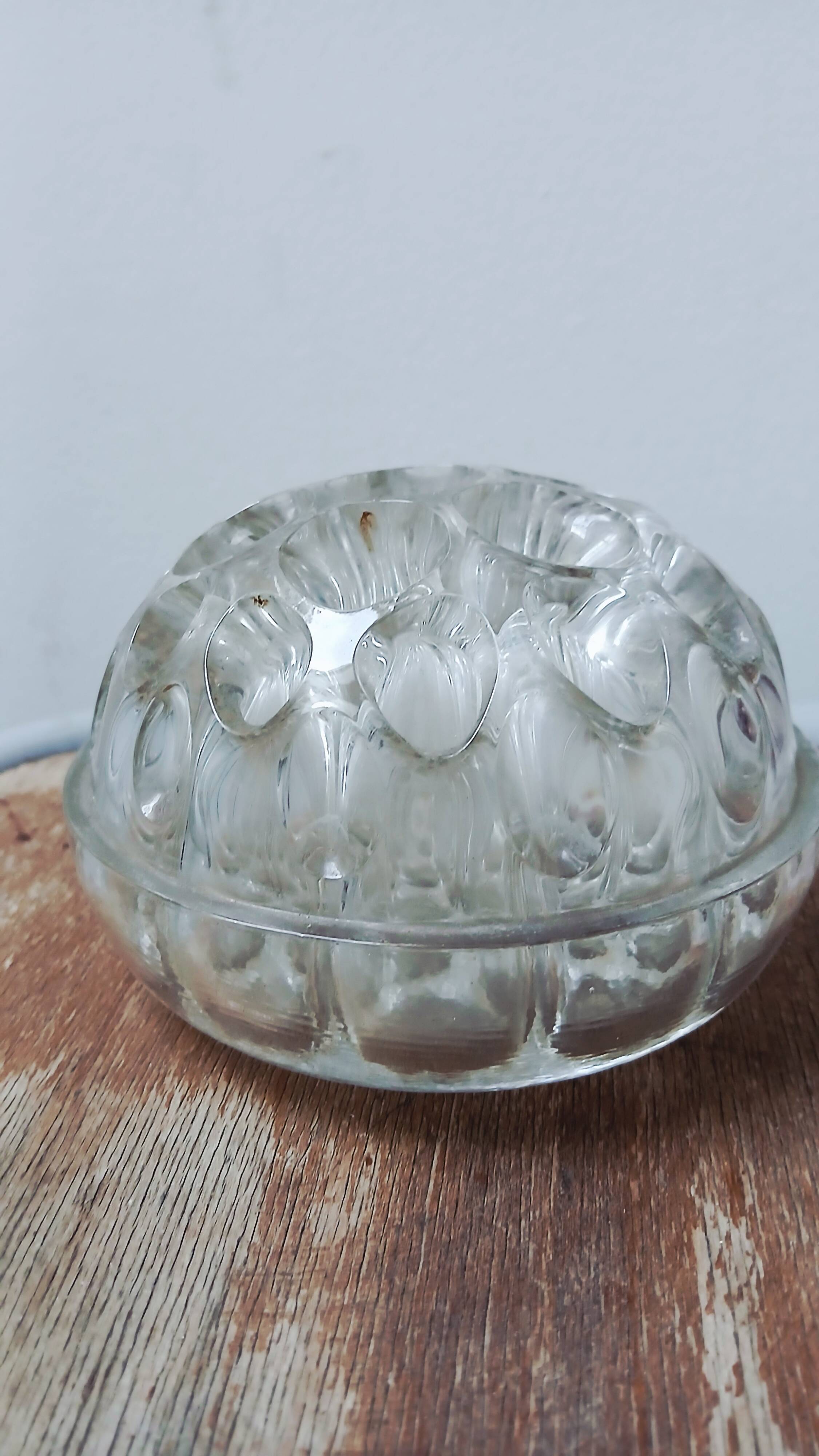Glass flower arrangement from REIMS on a silver-plated metal stand.