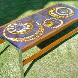 Vintage Ceramic Low Table 1960-70 Abstract Decorations