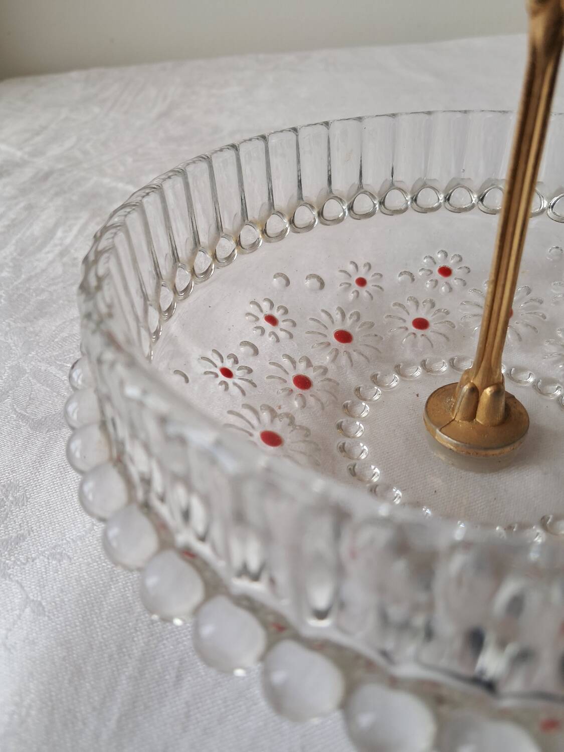 Paloma series glass tiered tray, Attributed to Walther Glas. 1970