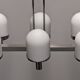 Space Age chandelier with 6 lights in white sandblasted opalines from the 60s/70s