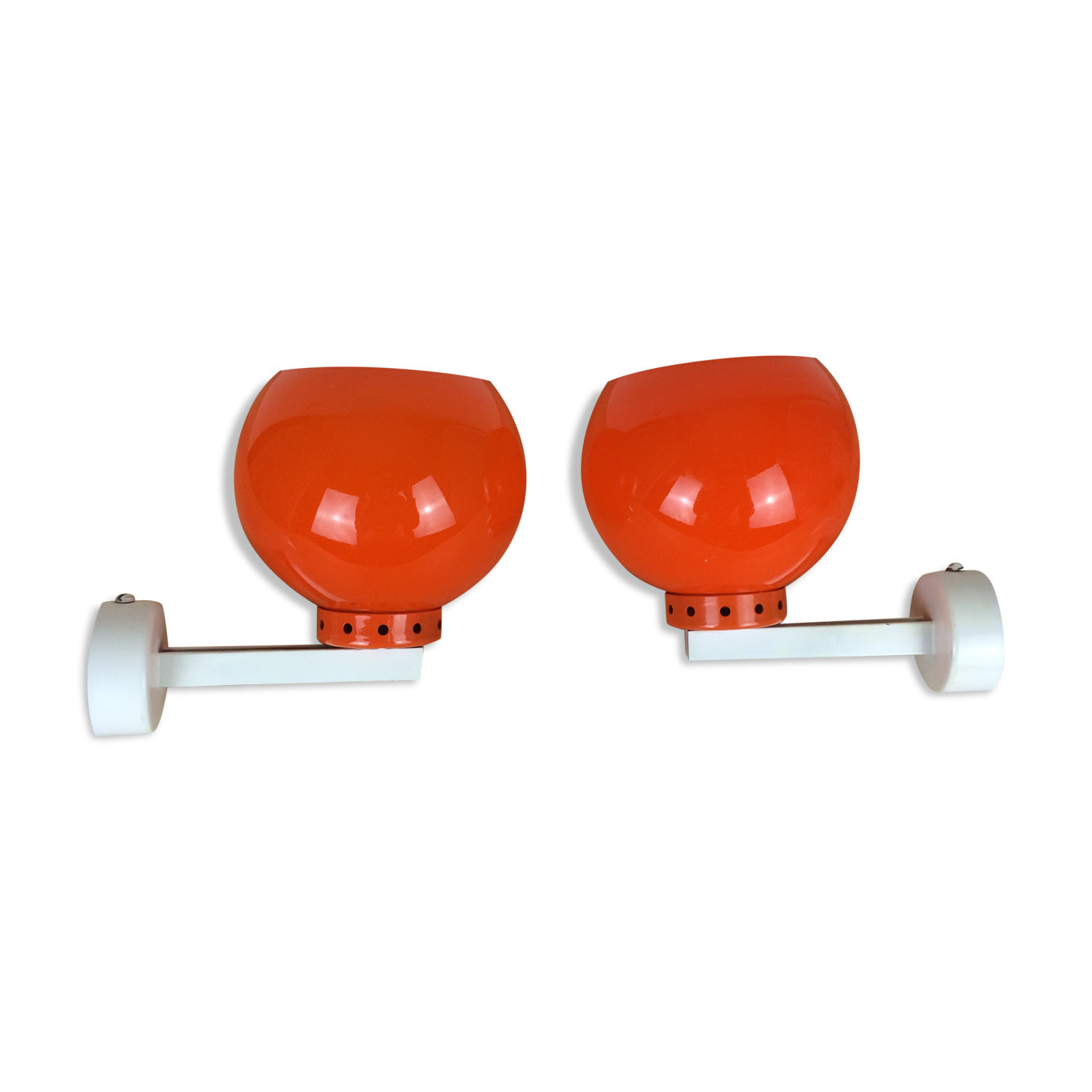 Paire d'appliques globes orange années 70