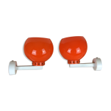 Paire d'appliques globes orange années 70